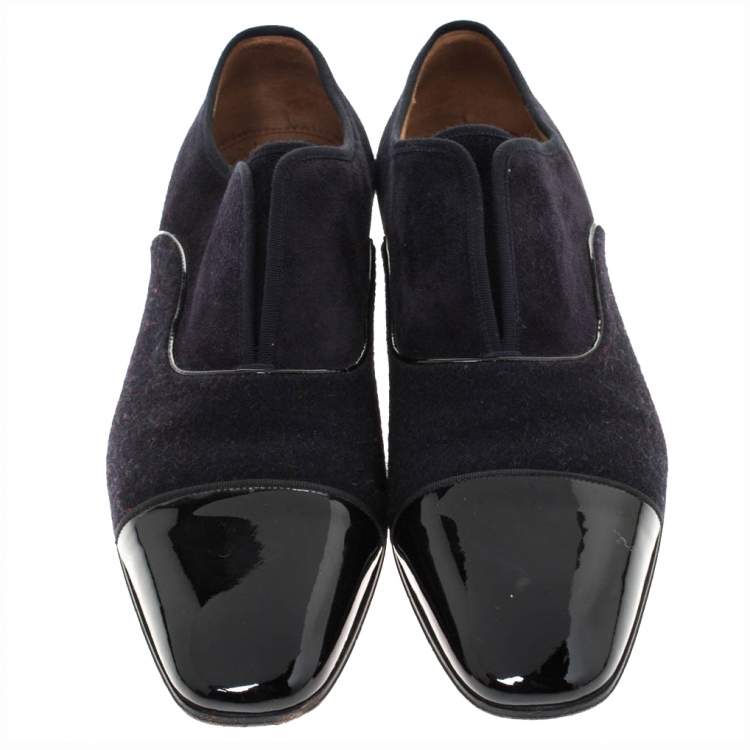 Pre Owned Christian Louboutin Two Tone Suede and Felt Alpha Male Slip On Oxford Loafers Size 43