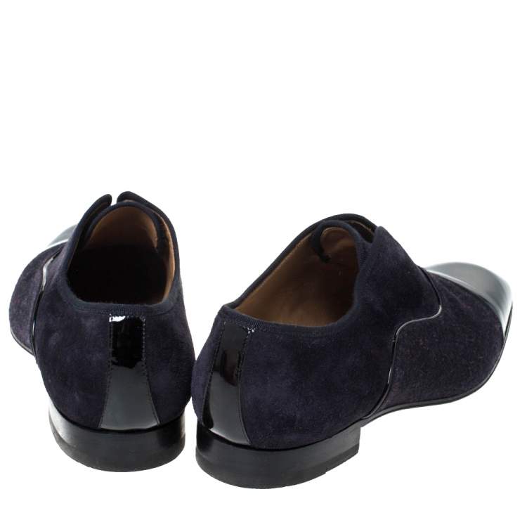 Pre Owned Christian Louboutin Two Tone Suede and Felt Alpha Male Slip On Oxford Loafers Size 43