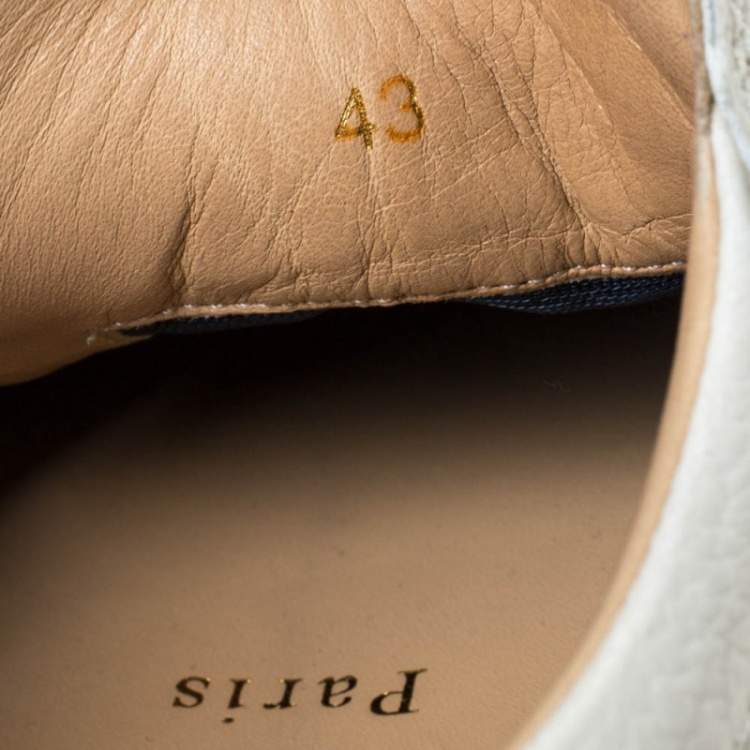 Pre Owned Christian Louboutin White/Blue Leather And Knit Fabric AC Rantulow Sneakers Size 43