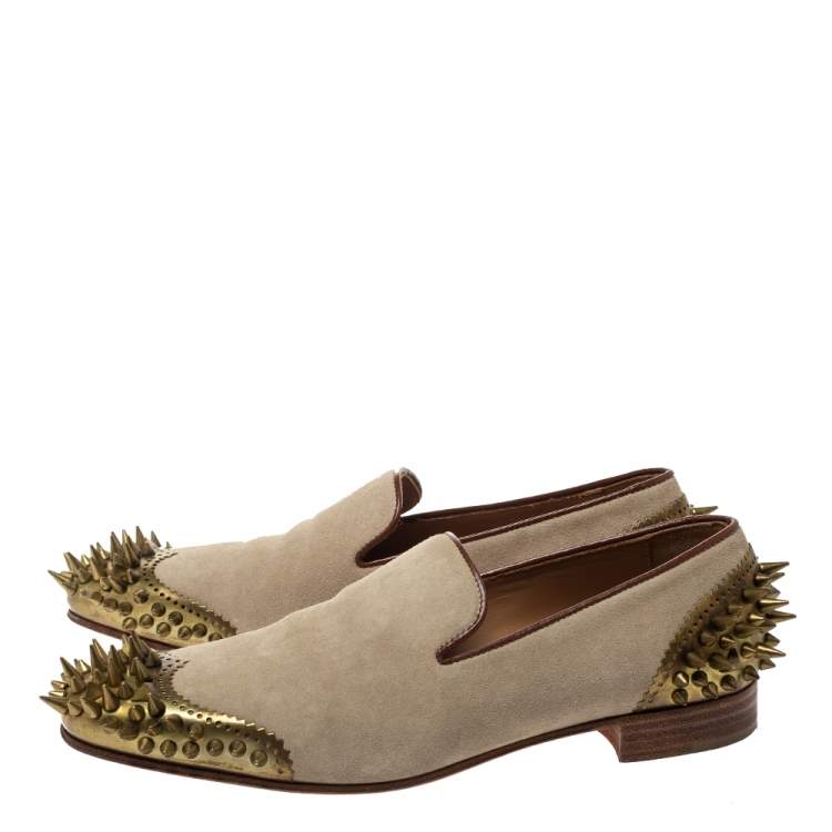 مملوكة مسبقًا Christian Louboutin Beige Suede Ironito Loafers Size 40
