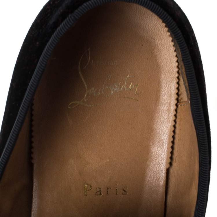 Pre Owned Christian Louboutin Black Velvet Harvanana Spiked Smoking Slippers Size 40