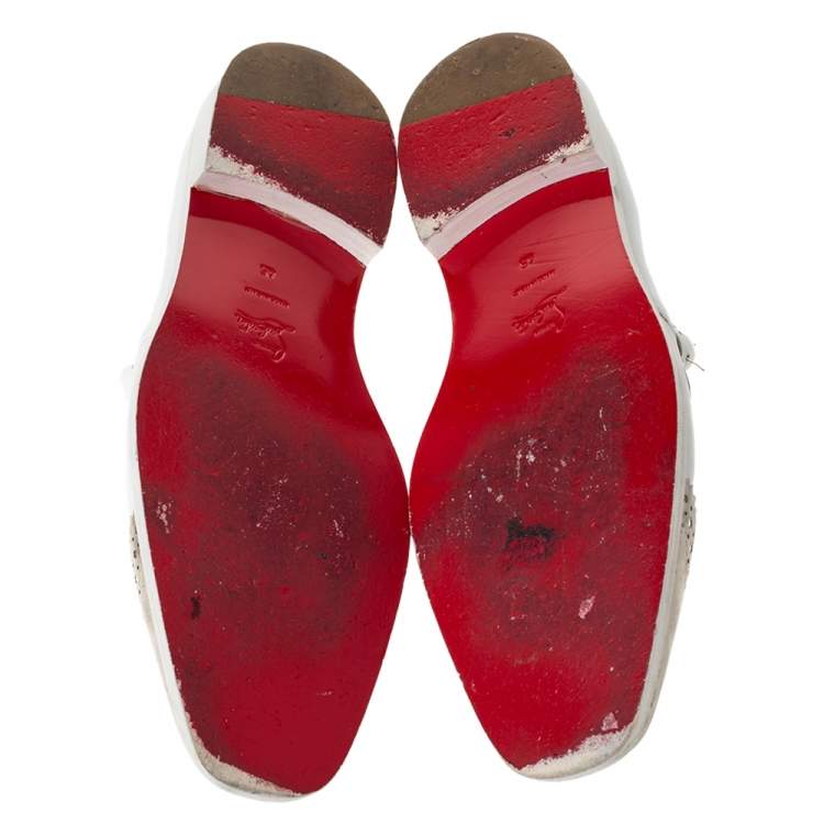 Pre Owned Christian Louboutin White Leather Vikram Double Monk Strap Loafers Size 45