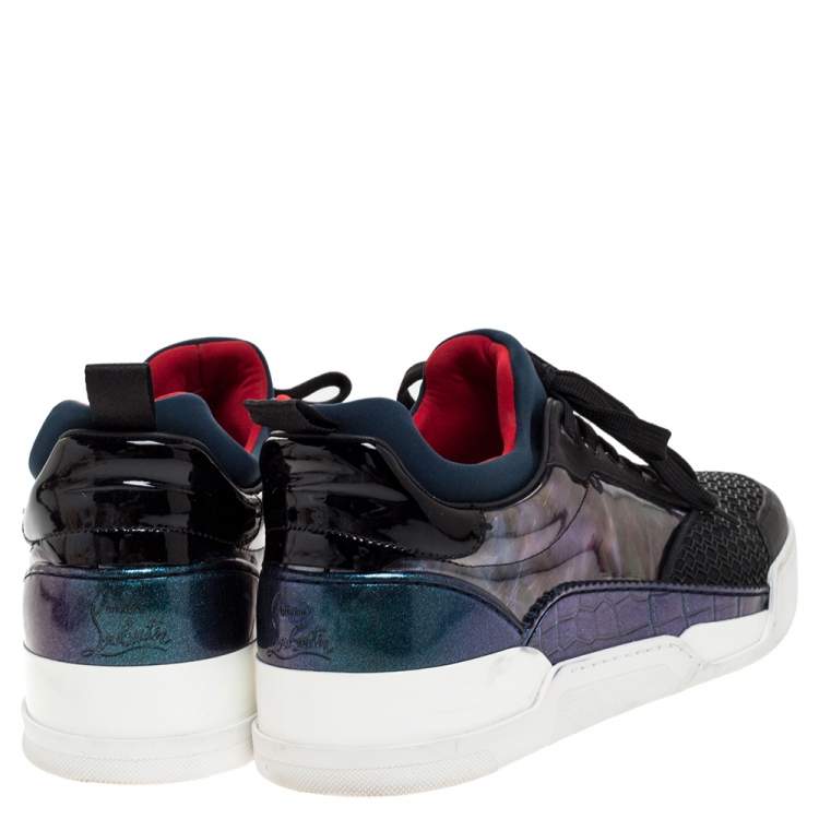 Pre Owned Christian Louboutin Multicolor Mixed Media Aurelien Sneakers Size 43.5