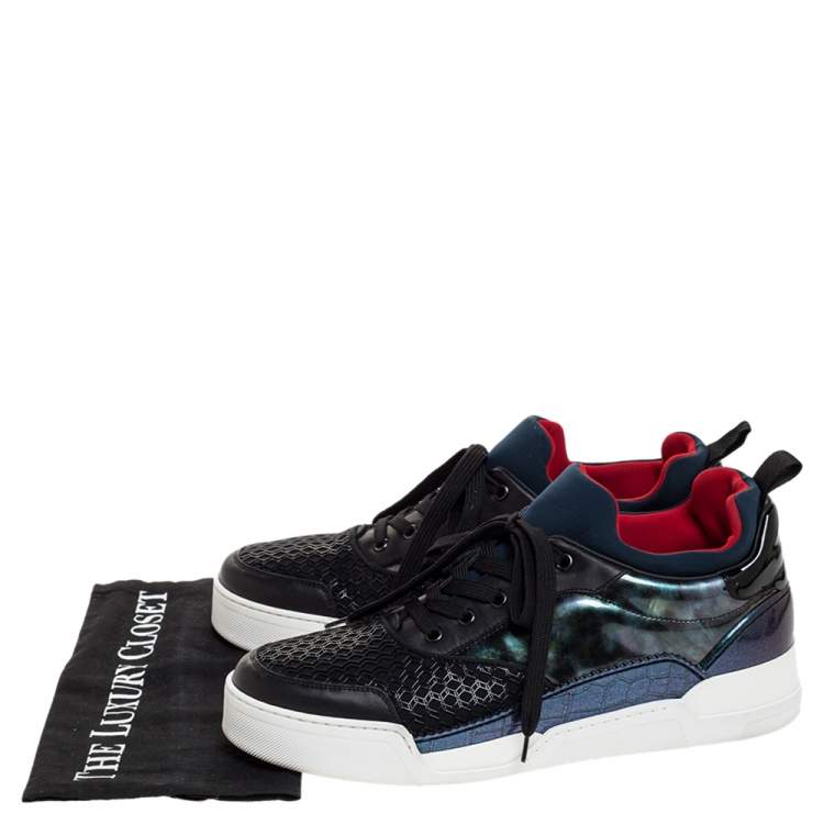 Pre Owned Christian Louboutin Multicolor Mixed Media Aurelien Sneakers Size 43.5