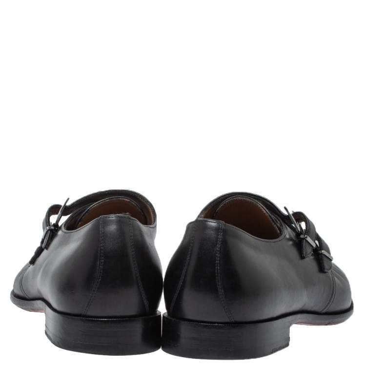 Pre Owned Christian Louboutin Black Leather Mortimer Double Monk Strap Loafers Size 43