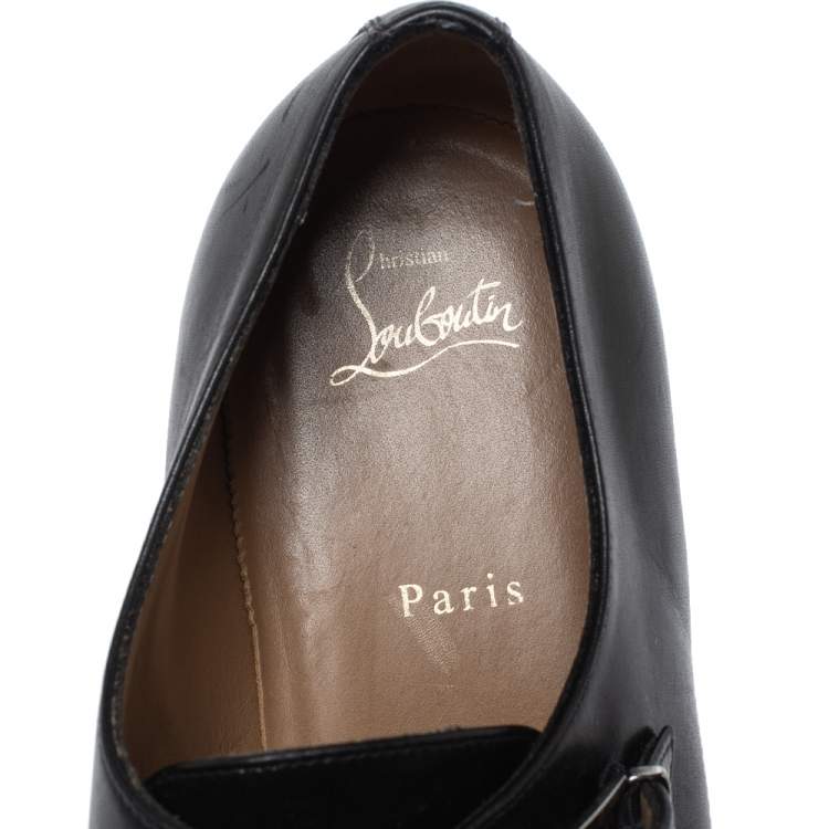 Pre Owned Christian Louboutin Black Leather Mortimer Double Monk Strap Loafers Size 43