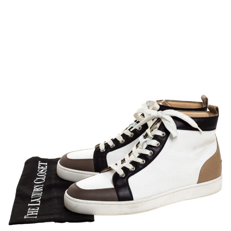 Pre Owned Christian Louboutin Multicolor Leather Rantus High Top Sneakers Size 41.5