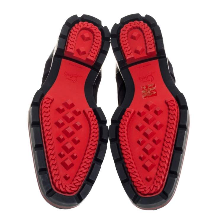 Pre Owned Christian Louboutin Black Leather And Suede 'Simon' Derby Size 41.5