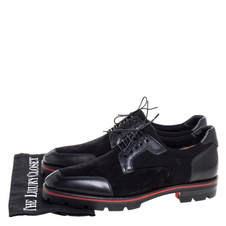 Pre Owned Christian Louboutin Black Leather And Suede 'Simon' Derby Size 41.5
