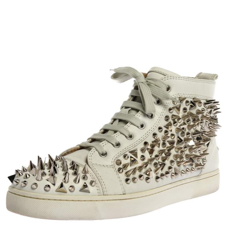 Devise At sige sandheden Række ud Christian Louboutin White Leather Orlato Spike High Top Sneakers Size 45 Christian  Louboutin | TLC