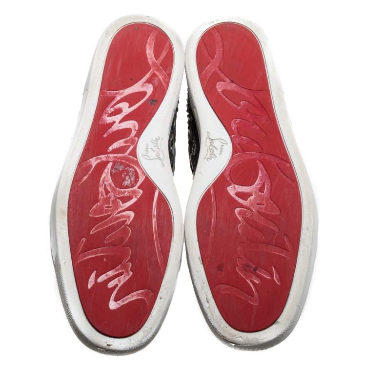 Pre Owned Christian Louboutin Grey Python Louis High Top Sneakers Size 45