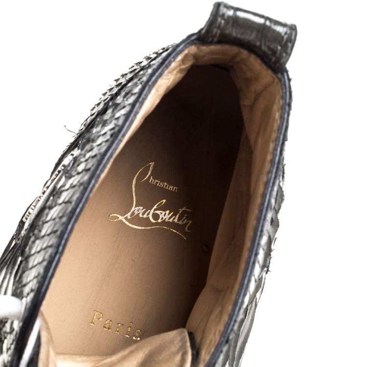 Pre Owned Christian Louboutin Grey Python Louis High Top Sneakers Size 45