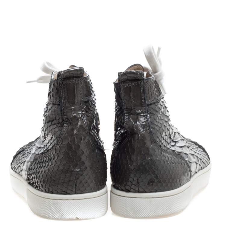 Pre Owned Christian Louboutin Grey Python Louis High Top Sneakers Size 45