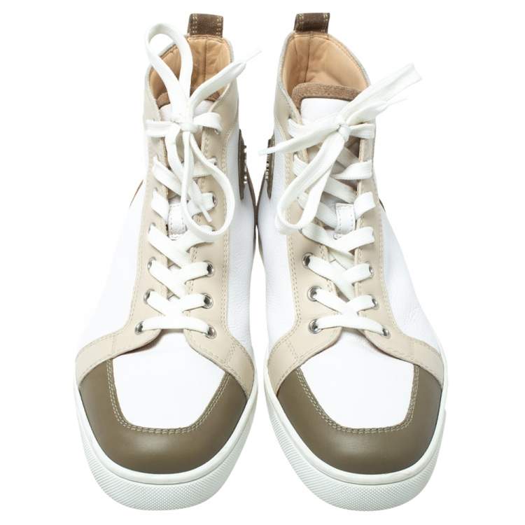 Pre Owned Christian Louboutin Multicolor Leather and Suede Rantus High Top Sneakers Size 42.5