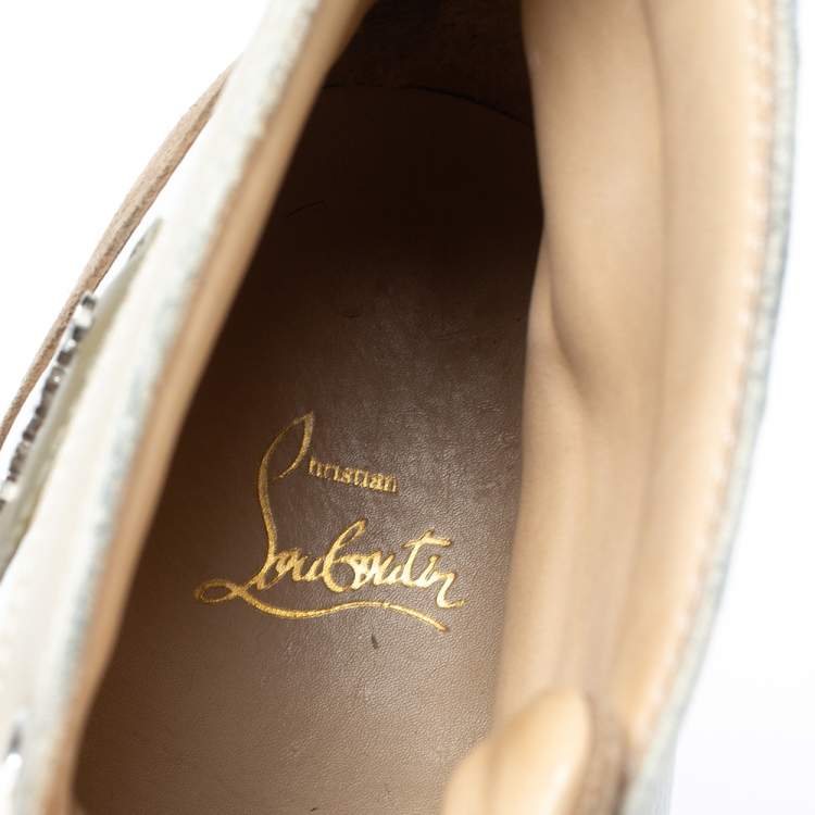 Pre Owned Christian Louboutin Multicolor Leather and Suede Rantus High Top Sneakers Size 42.5