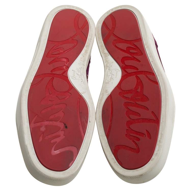 Pre Owned Christian Louboutin Purple Suede High Top Sneakers Size 40