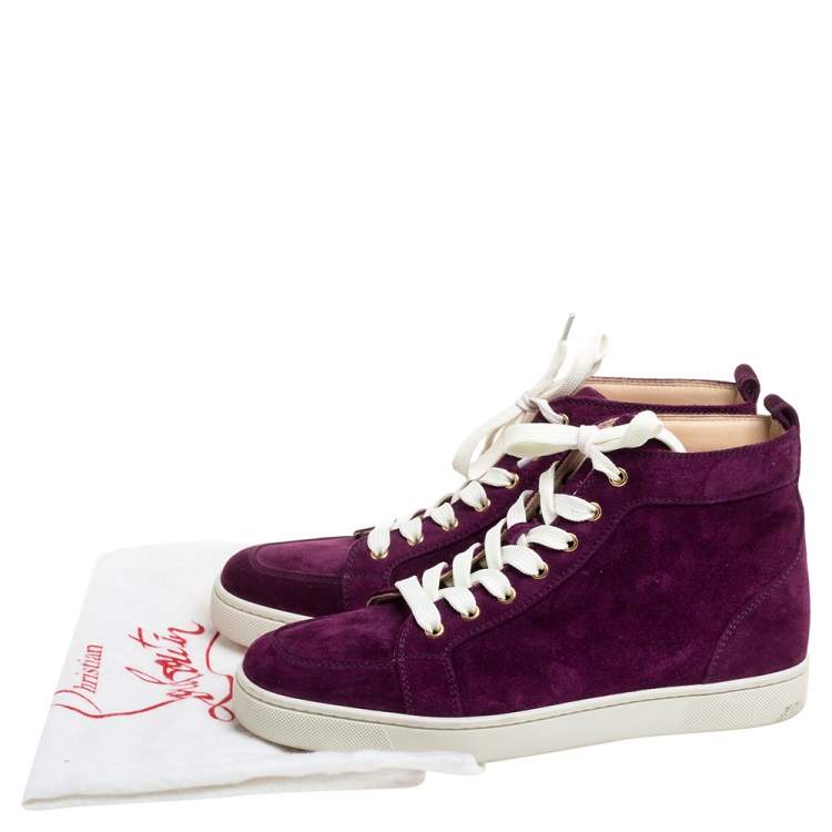 Pre Owned Christian Louboutin Purple Suede High Top Sneakers Size 40