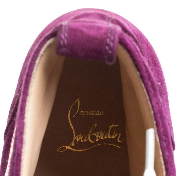 Pre Owned Christian Louboutin Purple Suede High Top Sneakers Size 40