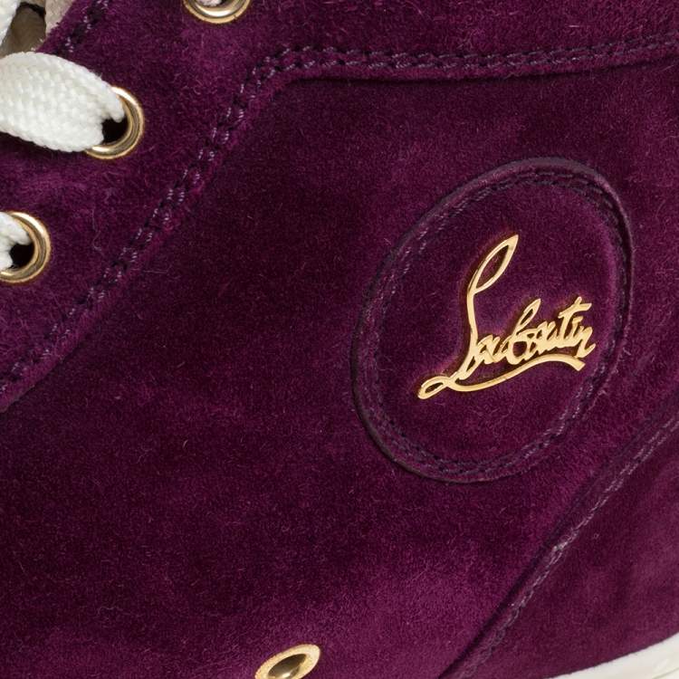 Pre Owned Christian Louboutin Purple Suede High Top Sneakers Size 40