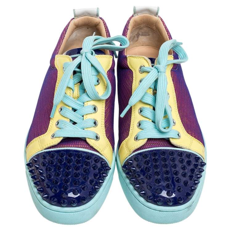 Pre Owned Christian Louboutin Multicolor Mesh And Leather AC Viera Spiked Orlato Low Top Sneakers Size 39.5