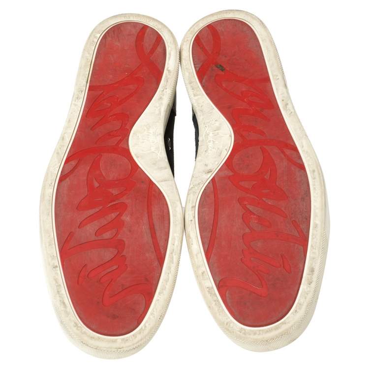 Pre Owned Christian Louboutin Navy Blue Suede and Leather Lace Up Sneakers Size 40.5