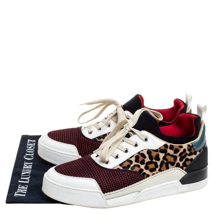 Pre Owned Christian Louboutin Multicolor Leather and Fabric Aurelien Low Top Sneakers Size 45.5