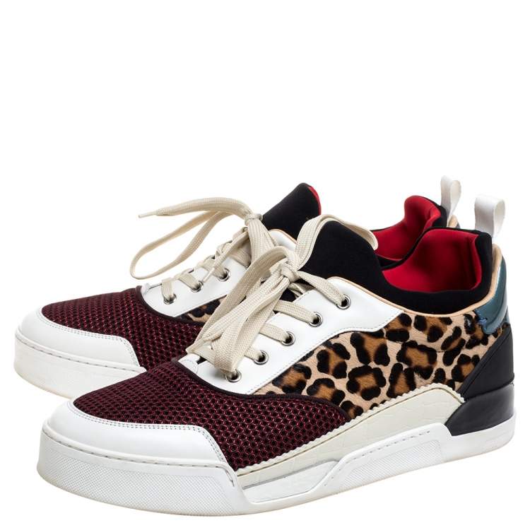 Pre Owned Christian Louboutin Multicolor Leather and Fabric Aurelien Low Top Sneakers Size 45.5
