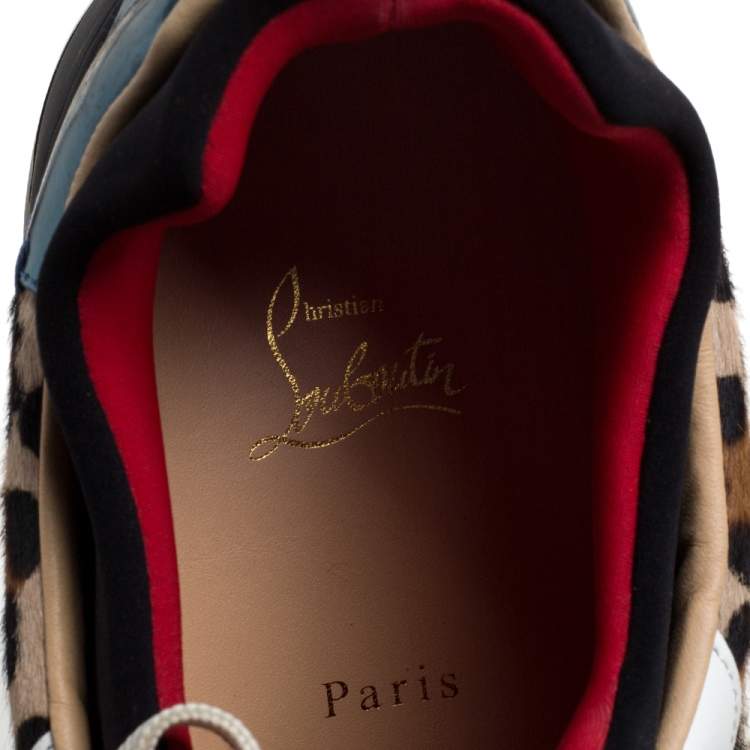 Pre Owned Christian Louboutin Multicolor Leather and Fabric Aurelien Low Top Sneakers Size 45.5