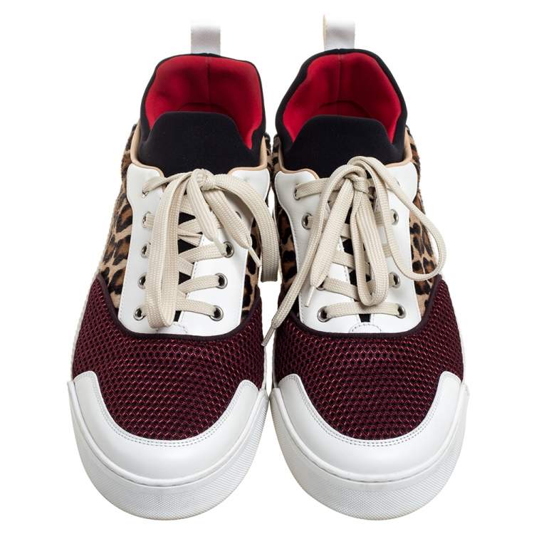 Pre Owned Christian Louboutin Multicolor Leather and Fabric Aurelien Low Top Sneakers Size 45.5