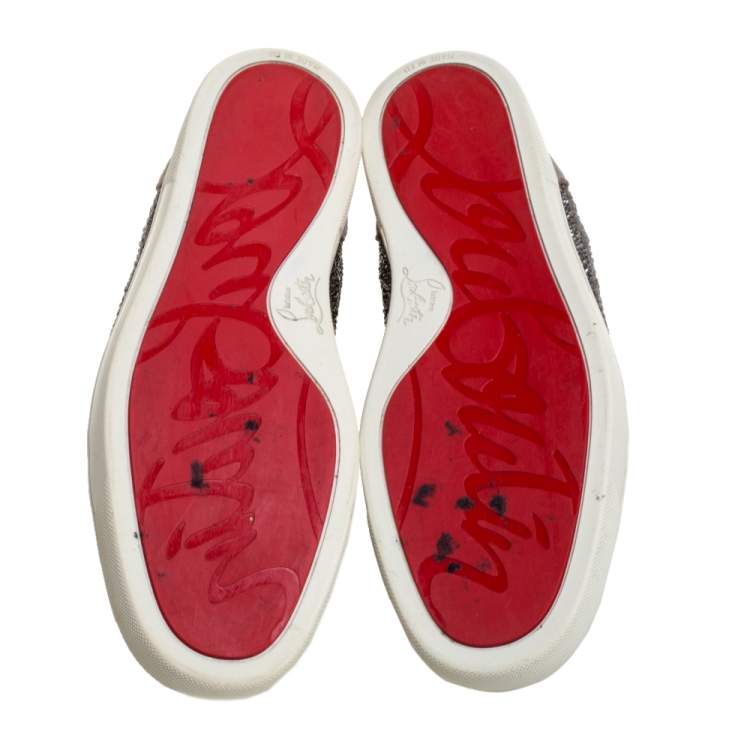 Pre Owned Christian Louboutin Grey Suede Strass High-Top Sneakers Size 42.5