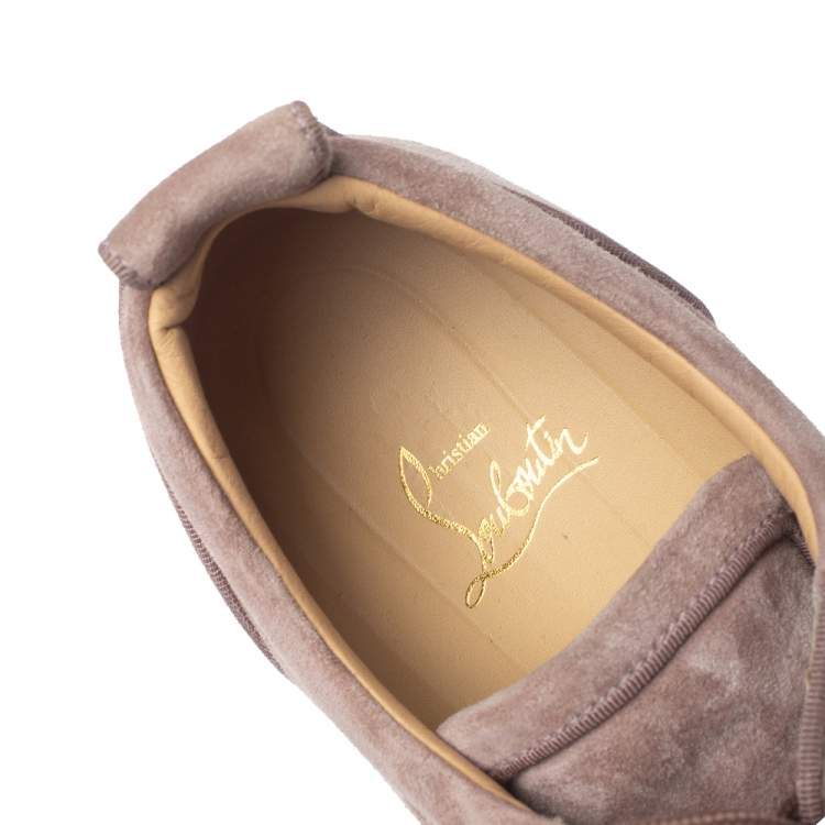 Pre Owned Christian Louboutin Pink Suede Rantulow Low Top Sneakers Size 44.5