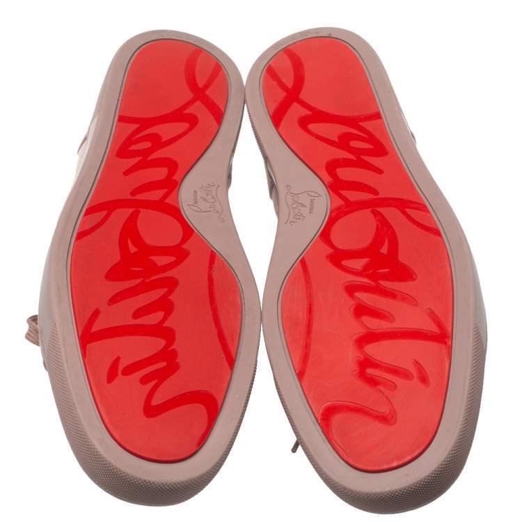 Pre Owned Christian Louboutin Pink Suede Rantulow Low Top Sneakers Size 44.5