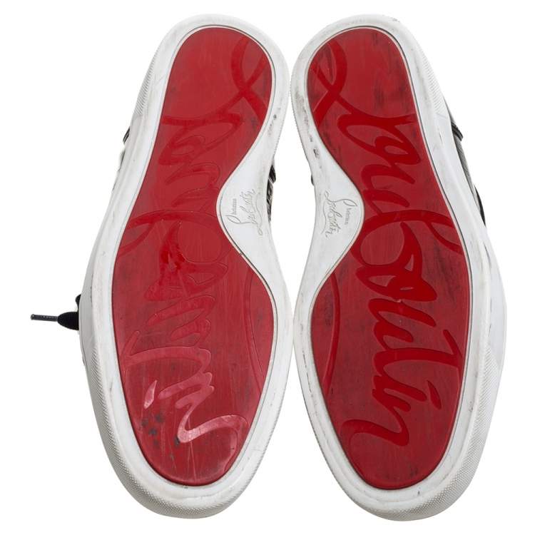 Pre Owned Christian Louboutin Black Croc Embossed Leather Rantus High Top Sneakers Size 43