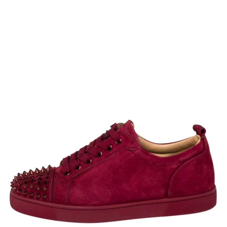 Christian Louboutin Burgundy Suede Louis Spikes Sneakers Size 42