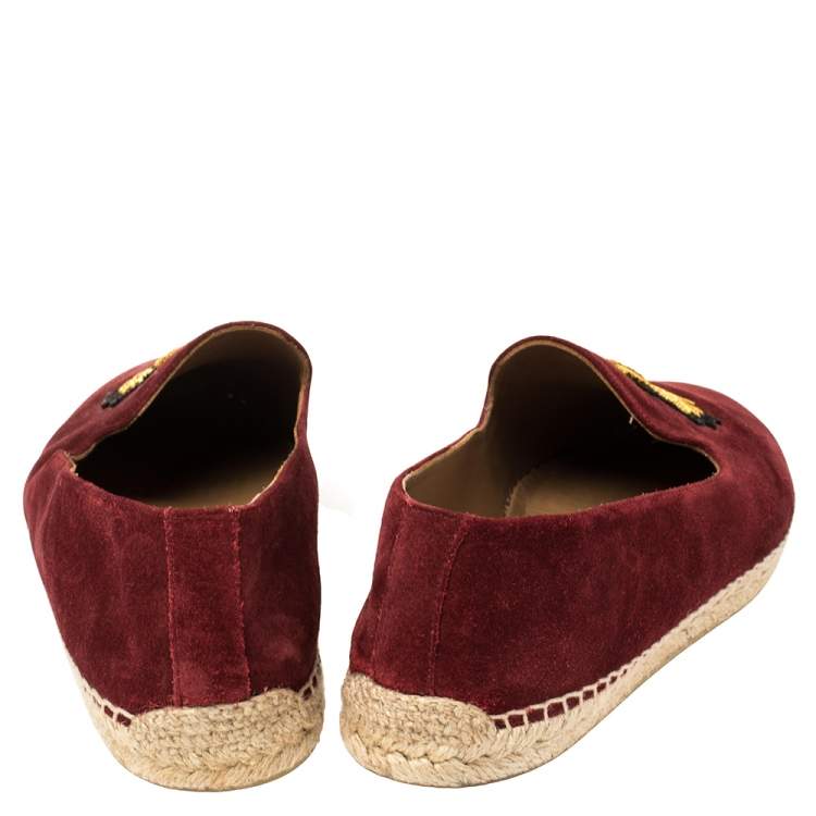 Pre Owned Christian Louboutin Burgundy Suede Captain Colonnaki Loafers Size 42