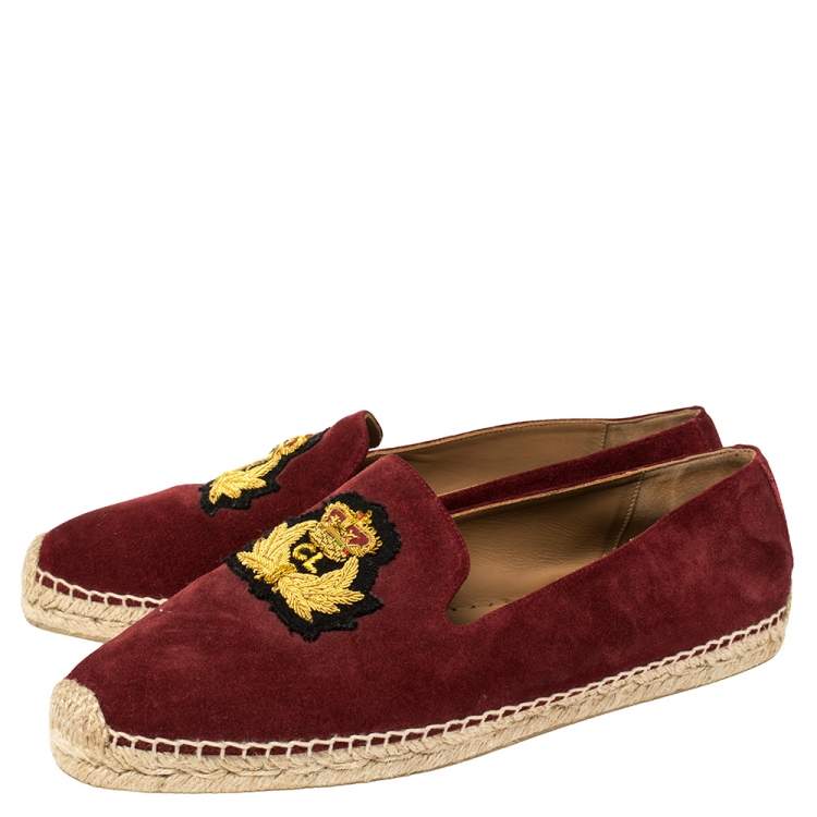 Pre Owned Christian Louboutin Burgundy Suede Captain Colonnaki Loafers Size 42