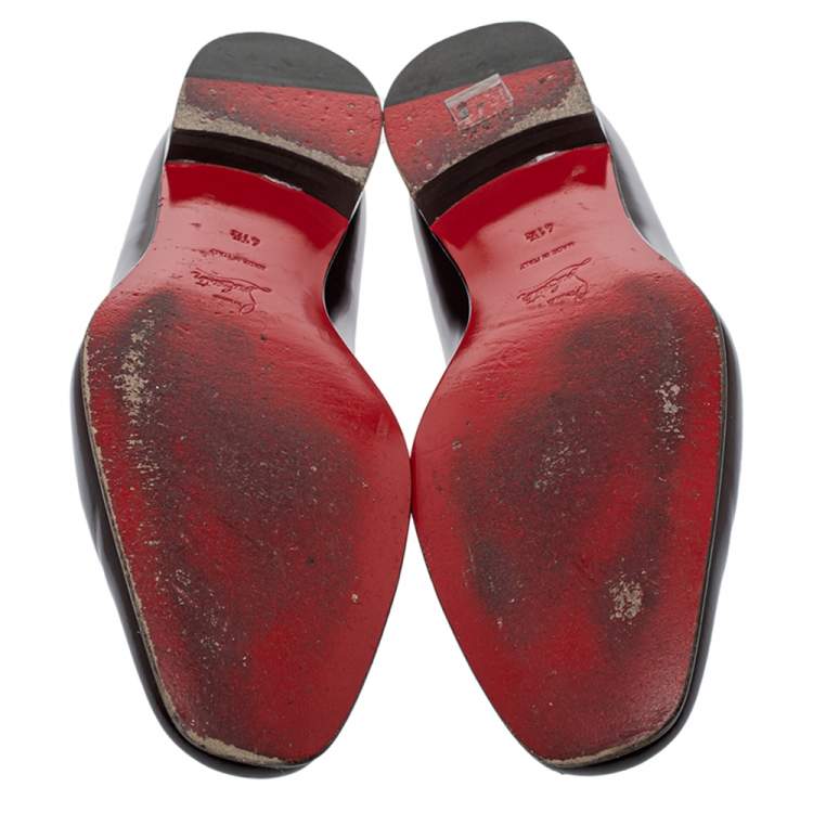 Pre Owned Christian Louboutin Burgundy Leather Dandelion Smoking Slippers Size 41.5