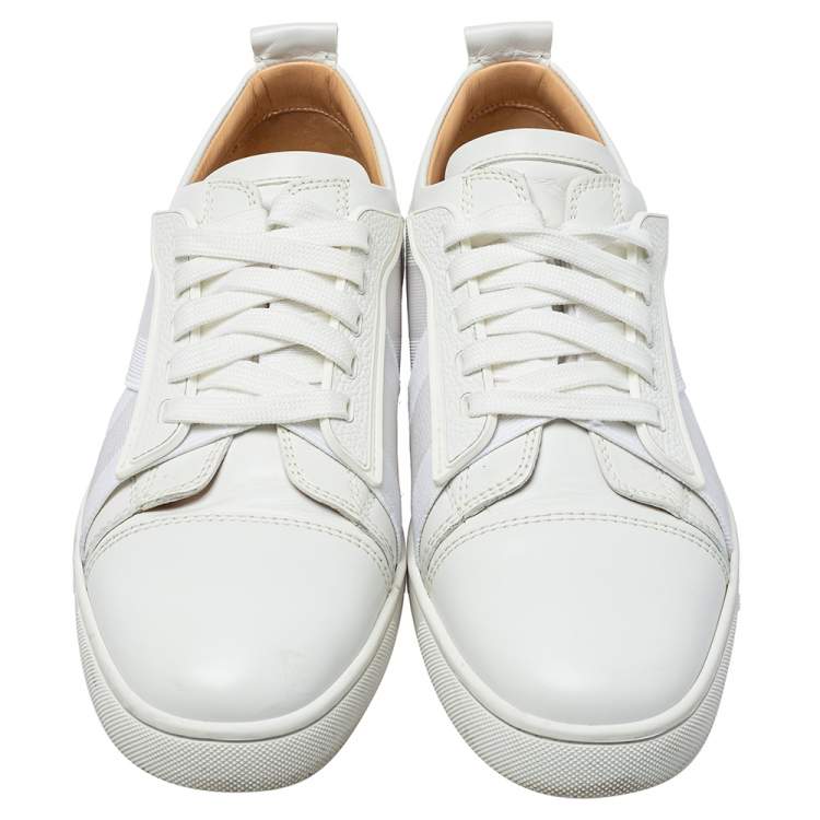 Pre Owned Christain Louboutin White Leather And Fabric Elastikid Sneakers Size 42