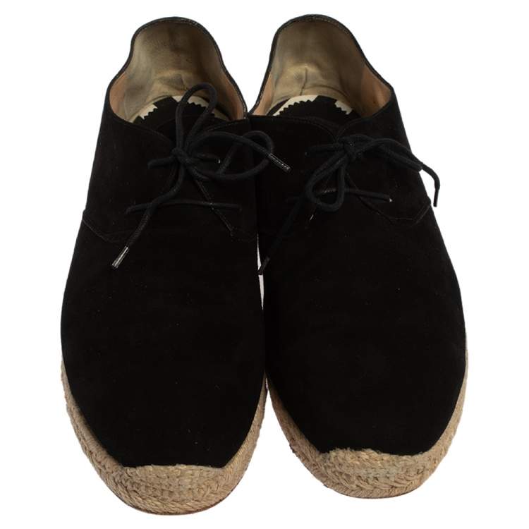 Pre Owned Christian Louboutin Black Suede Lace Up Espadrilles Size 43