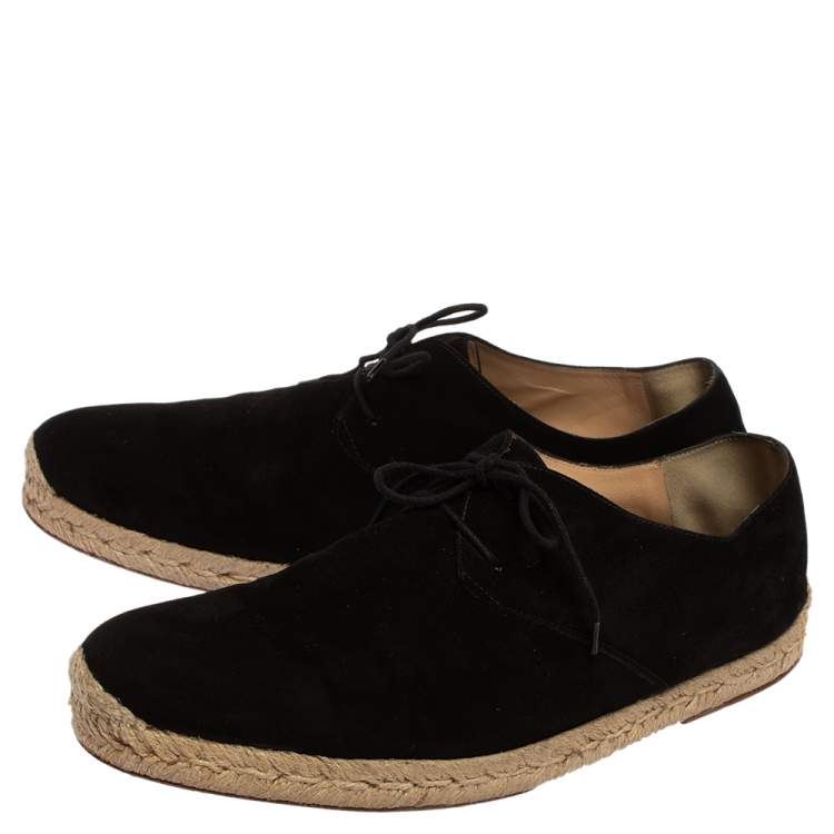 Pre Owned Christian Louboutin Black Suede Lace Up Espadrilles Size 43