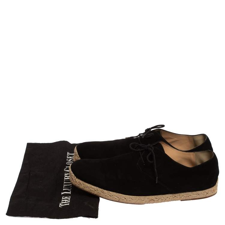Pre Owned Christian Louboutin Black Suede Lace Up Espadrilles Size 43
