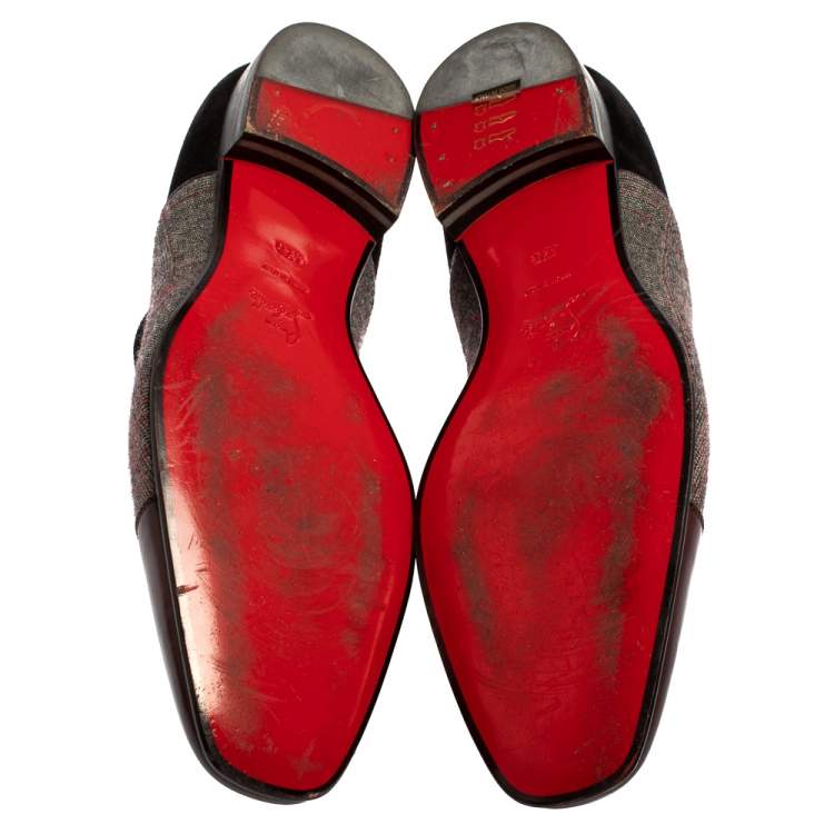 Pre Owned Christian Louboutin Multicolor Canvas And Suede Alpha Loafers Size 42.5