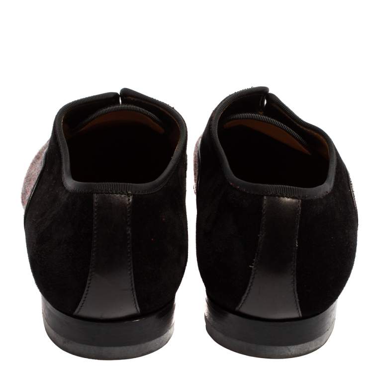 Pre Owned Christian Louboutin Multicolor Canvas And Suede Alpha Loafers Size 42.5