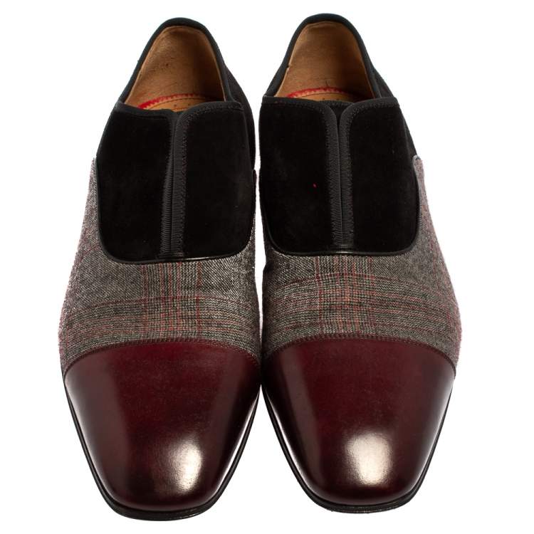 Pre Owned Christian Louboutin Multicolor Canvas And Suede Alpha Loafers Size 42.5