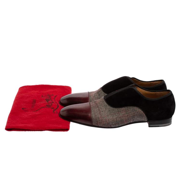 Pre Owned Christian Louboutin Multicolor Canvas And Suede Alpha Loafers Size 42.5