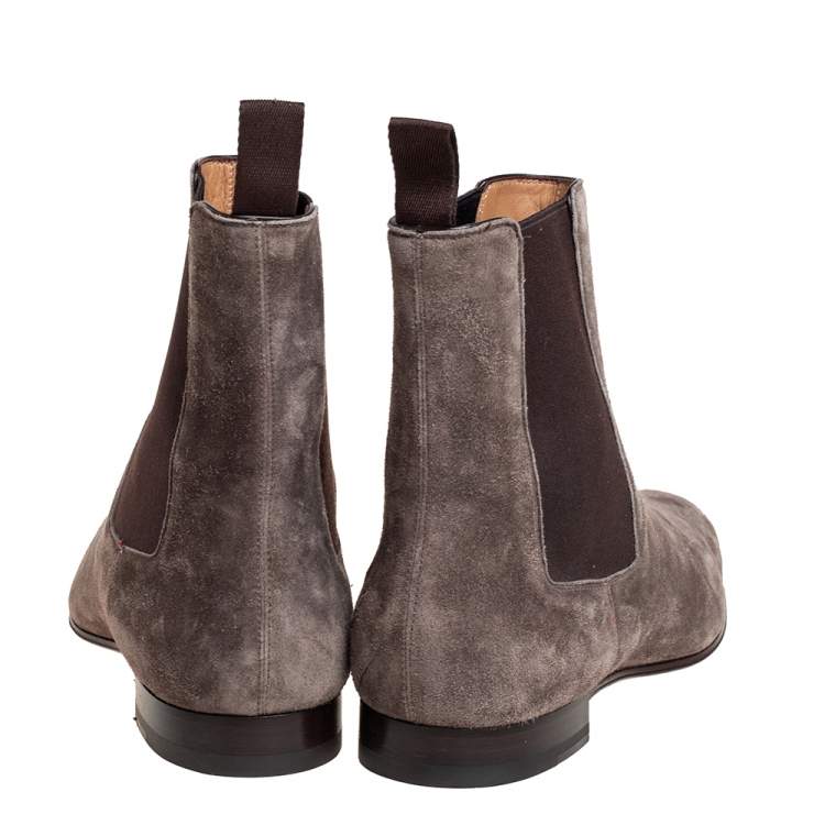 Pre Owned Christian Louboutin Grey Suede Samson Chelsea Boot Size 41