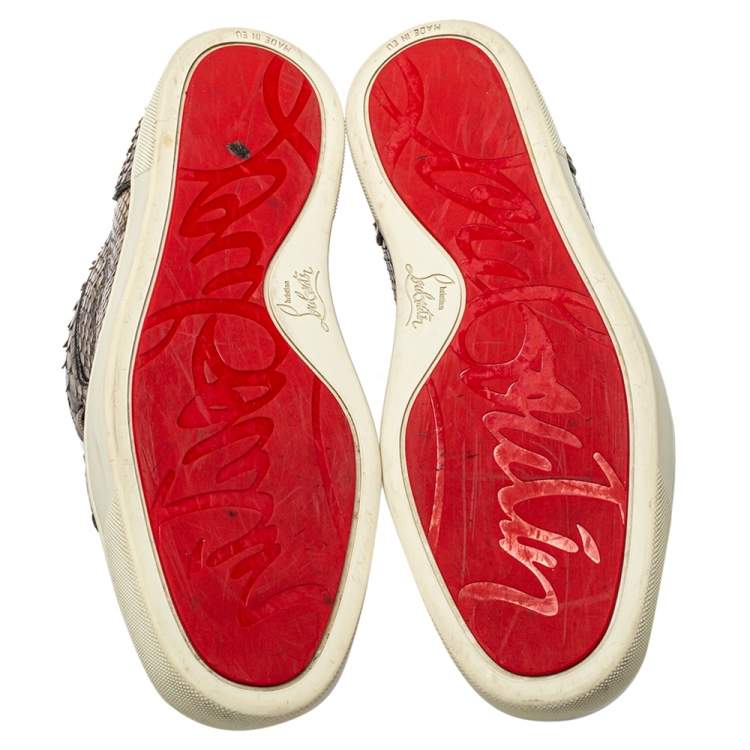 Pre Owned Christian Louboutin Grey Python Orlato High Top Sneakers Size 42.5
