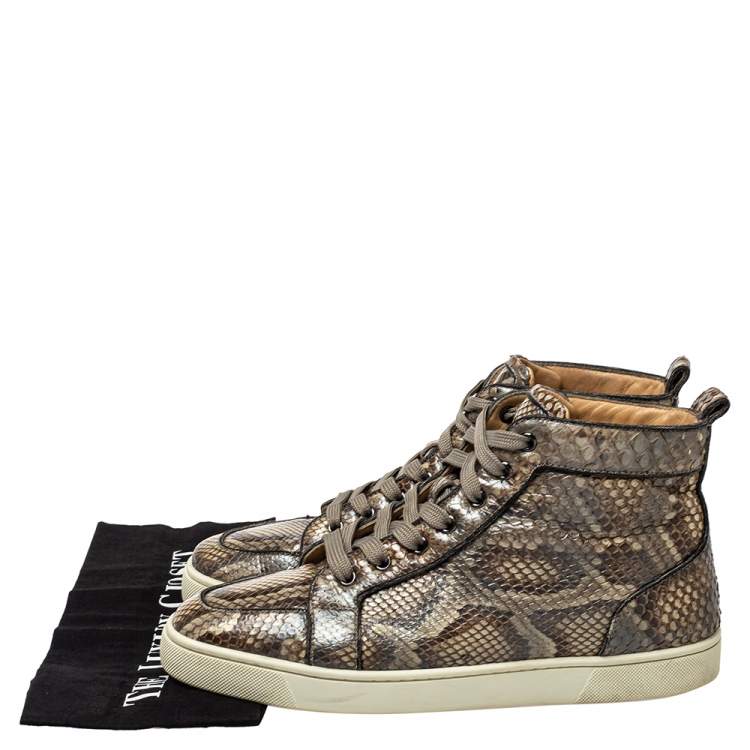 Pre Owned Christian Louboutin Grey Python Orlato High Top Sneakers Size 42.5