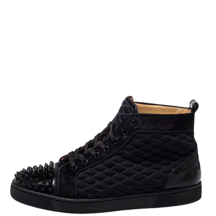 Auth Men's Christian Louboutin Black Spike High Top Shoes Sneakers - 42.5 