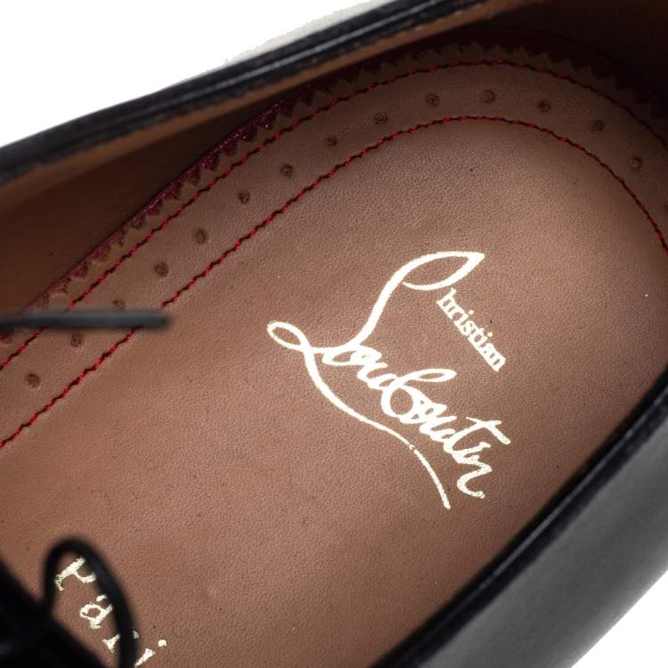 Pre Owned Christian Louboutin Black Leather Greggo Derby Size 44.5